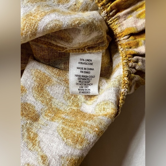 CYNTHIA ROWLEY Yellow Cheetah print Linen ruffle top size M - Picture 11 of 13